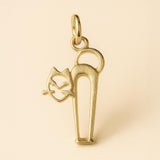 9ct Yellow Gold - Openwork Filigree Cat Charm