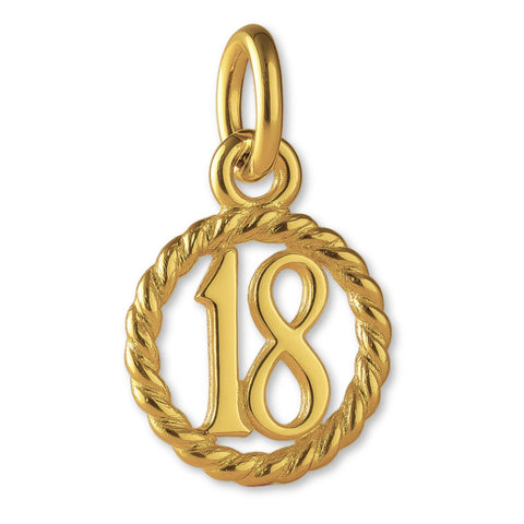 18ct Yellow Gold - 18 Wreath Pendant Charm