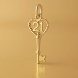 9ct Yellow Gold - 21 Wreath Castle Key Charm