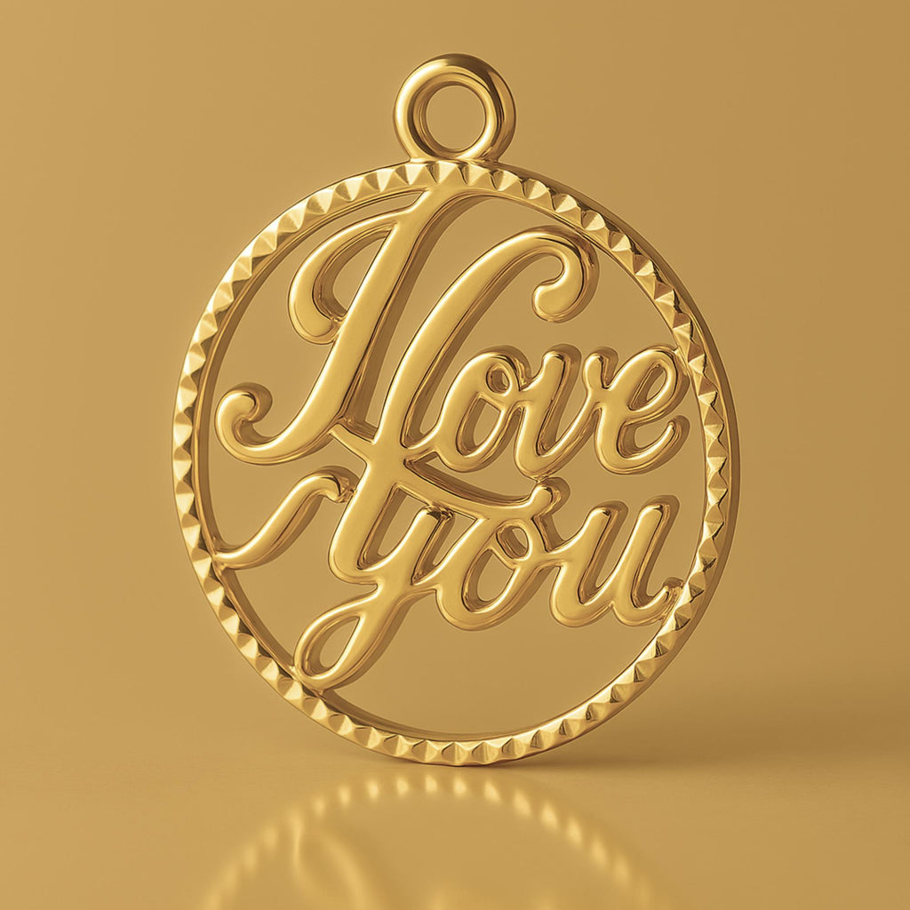9ct Yellow Gold - I Love You Openwork Charm