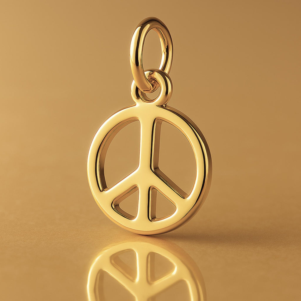 18ct Yellow Gold - Mini Peace Symbol Charm