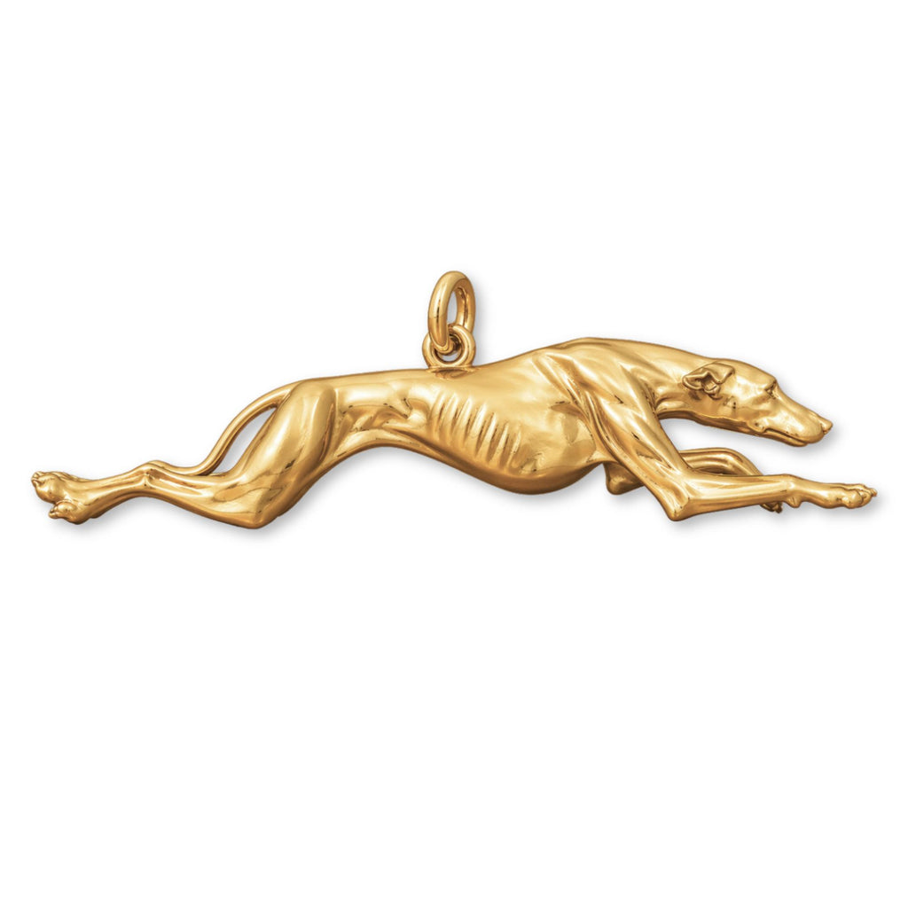 18ct Yellow Gold - Running Greyhound Dog Charm
