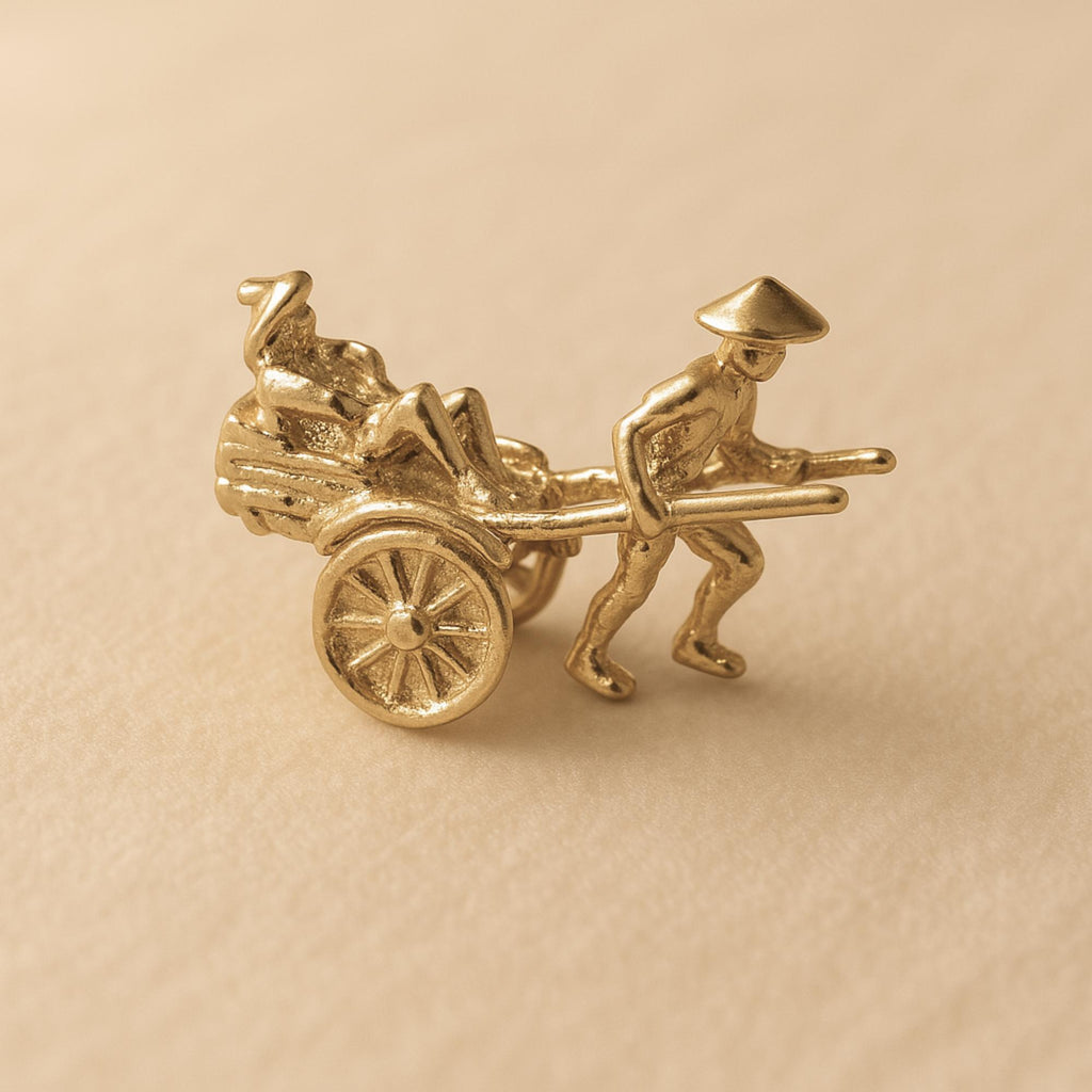 9ct Yellow Gold - Rickshaw Cart Charm