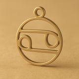 18ct Yellow Gold - Cancer Zodiac Round Charm