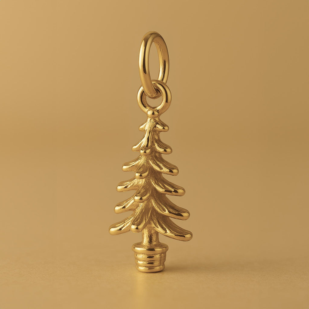 9ct Yellow Gold - Potted Fir Christmas Tree Charm