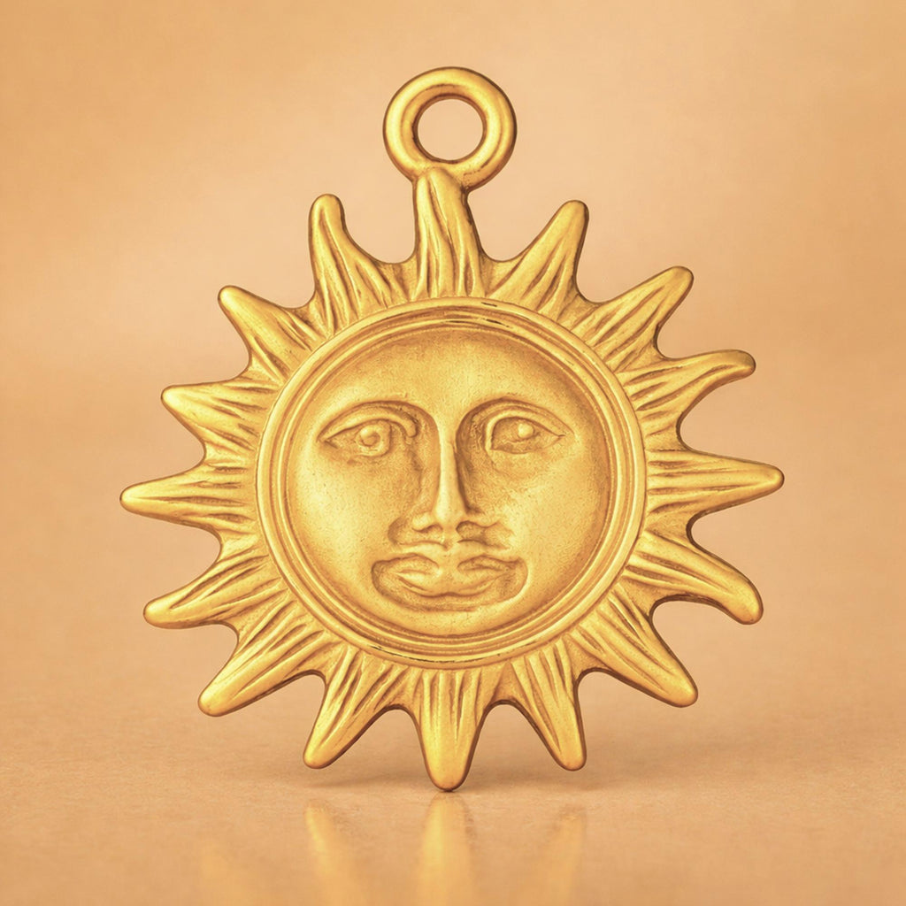 9ct Yellow Gold - Vintage Sun Face Charm