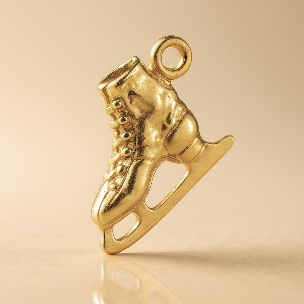 9ct Yellow Gold - Classic Ice Skating Boots Charm