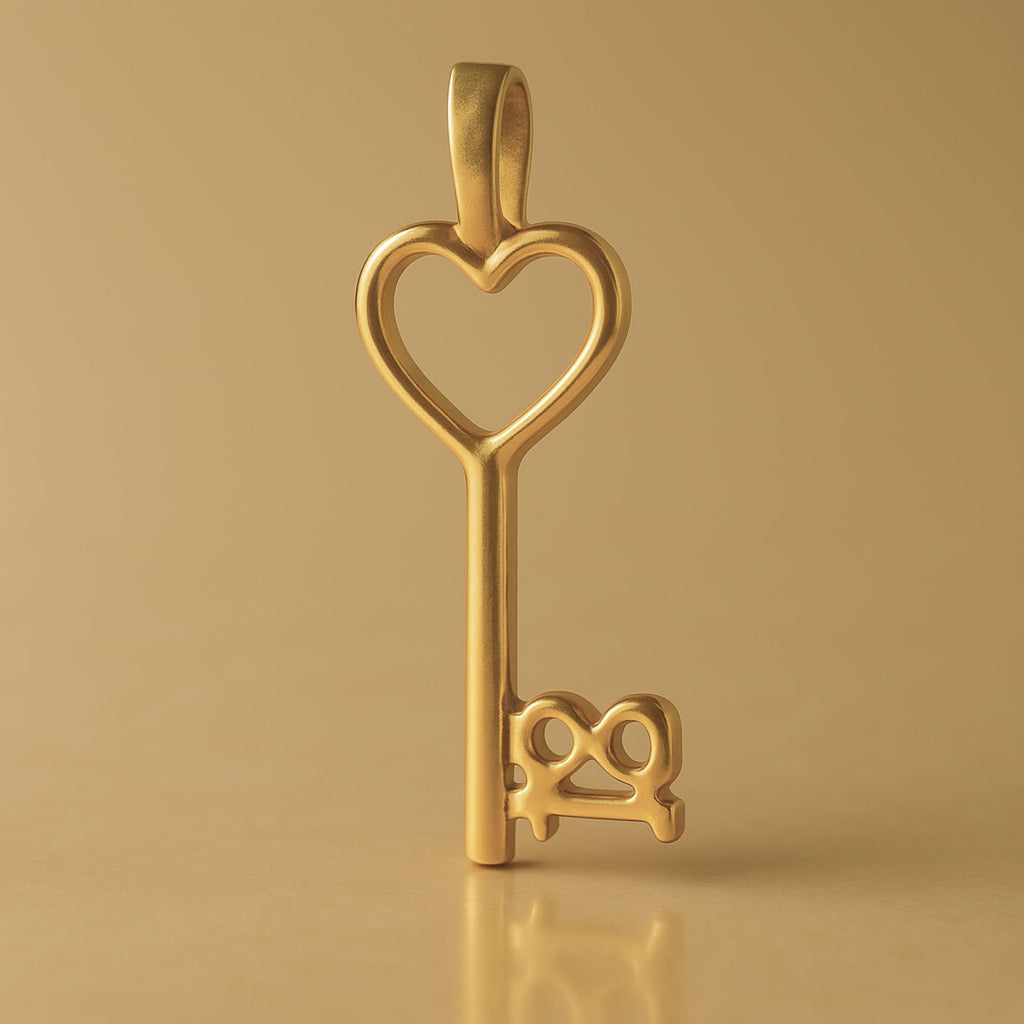 18ct Yellow Gold - 18 Heart Key Charm