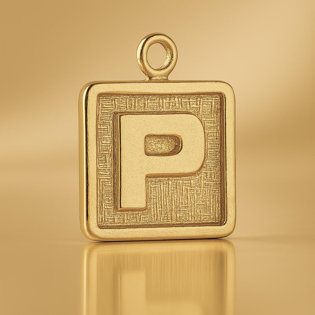 18ct Yellow Gold - P Plate Charm