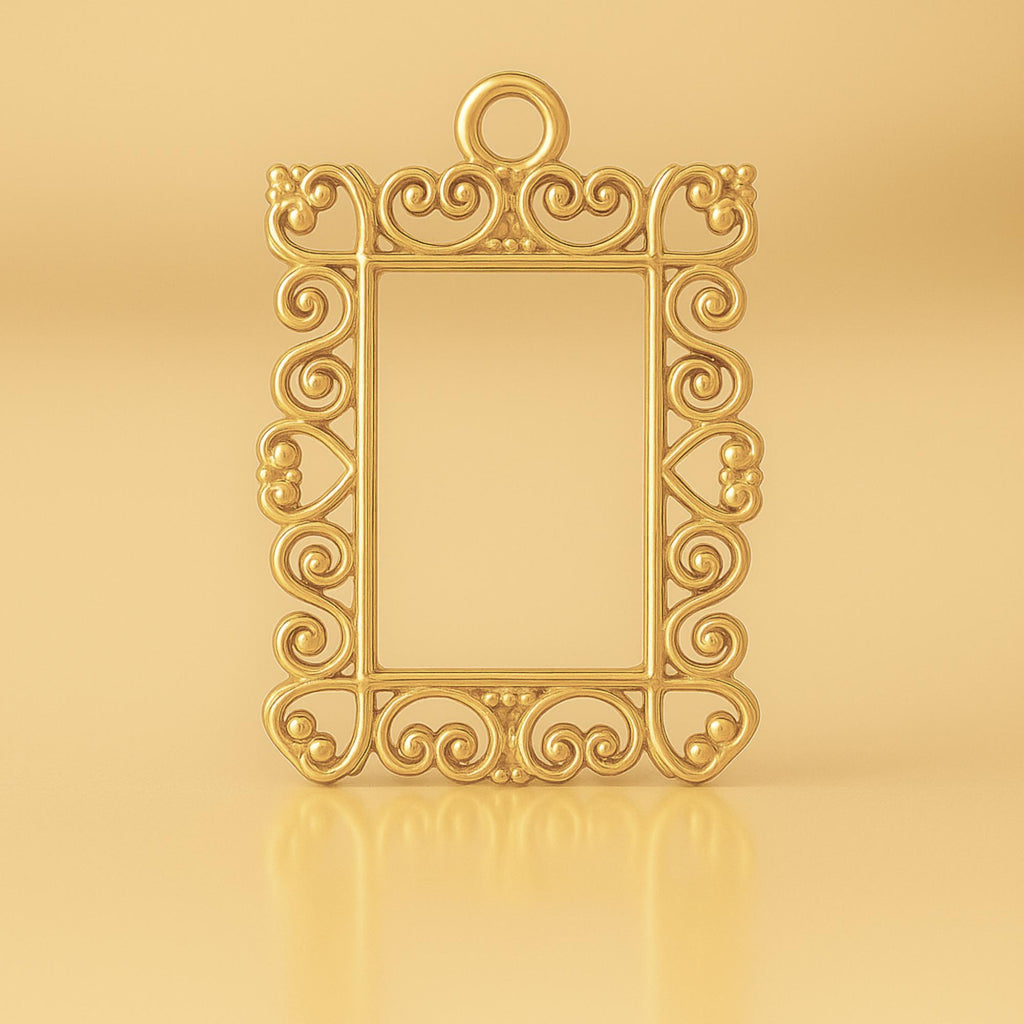 9ct Yellow Gold - Heart Frame Charm