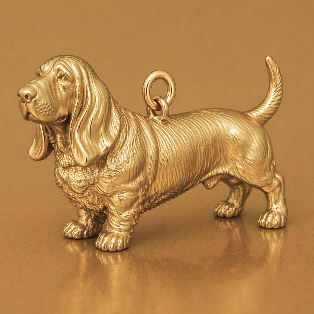 9ct Yellow Gold - Basset Hound Dog Charm