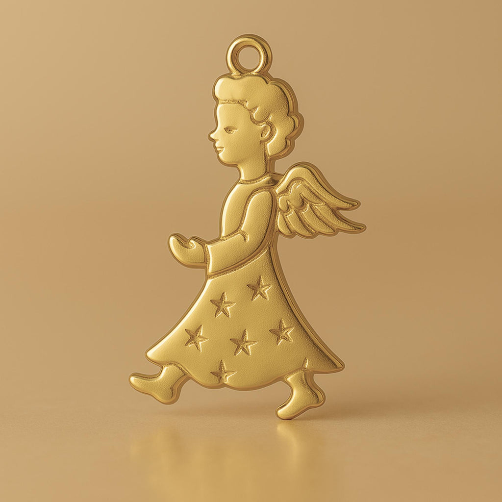 9ct Yellow Gold - Starry Christmas Angel Charm