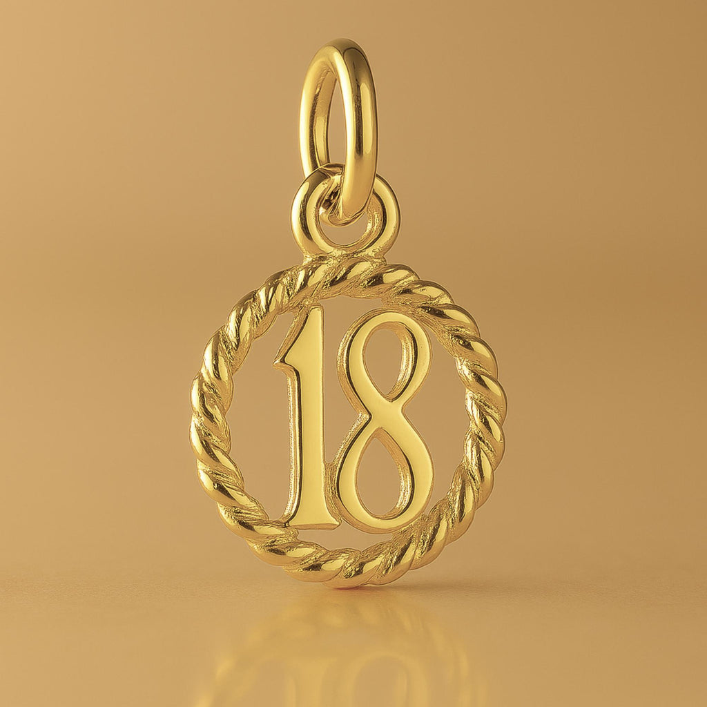 18ct Yellow Gold - 18 Wreath Pendant Charm