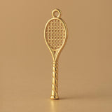 9ct Yellow Gold - Open Weave Tennis Racket Charm