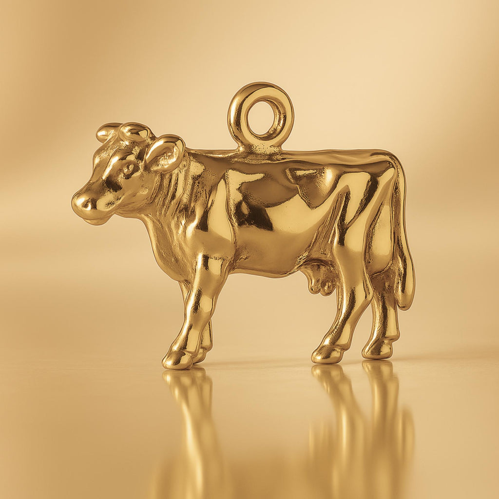 9ct Yellow Gold - Farmyard Dairy Cow Charm