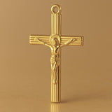 9ct Yellow Gold - Jesus on Ribbed Crucifix Charm