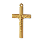 9ct Yellow Gold - Jesus on Ribbed Crucifix Charm