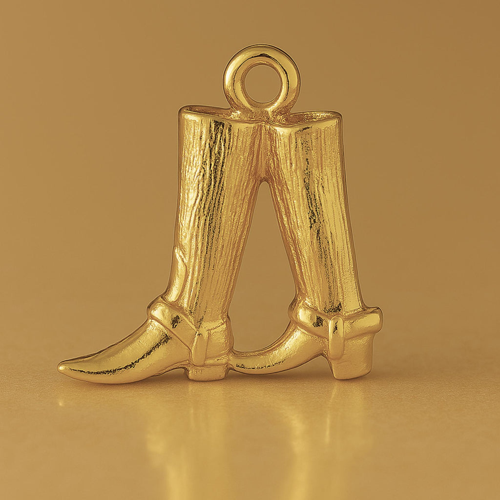 9ct Yellow Gold - Classic Cowboy Boots Charm
