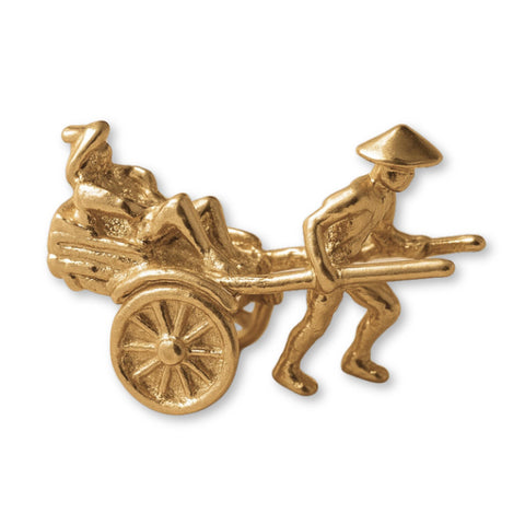 9ct Yellow Gold - Rickshaw Cart Charm