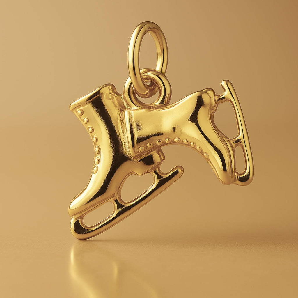 9ct Yellow Gold - Ice Skating Boots Charm