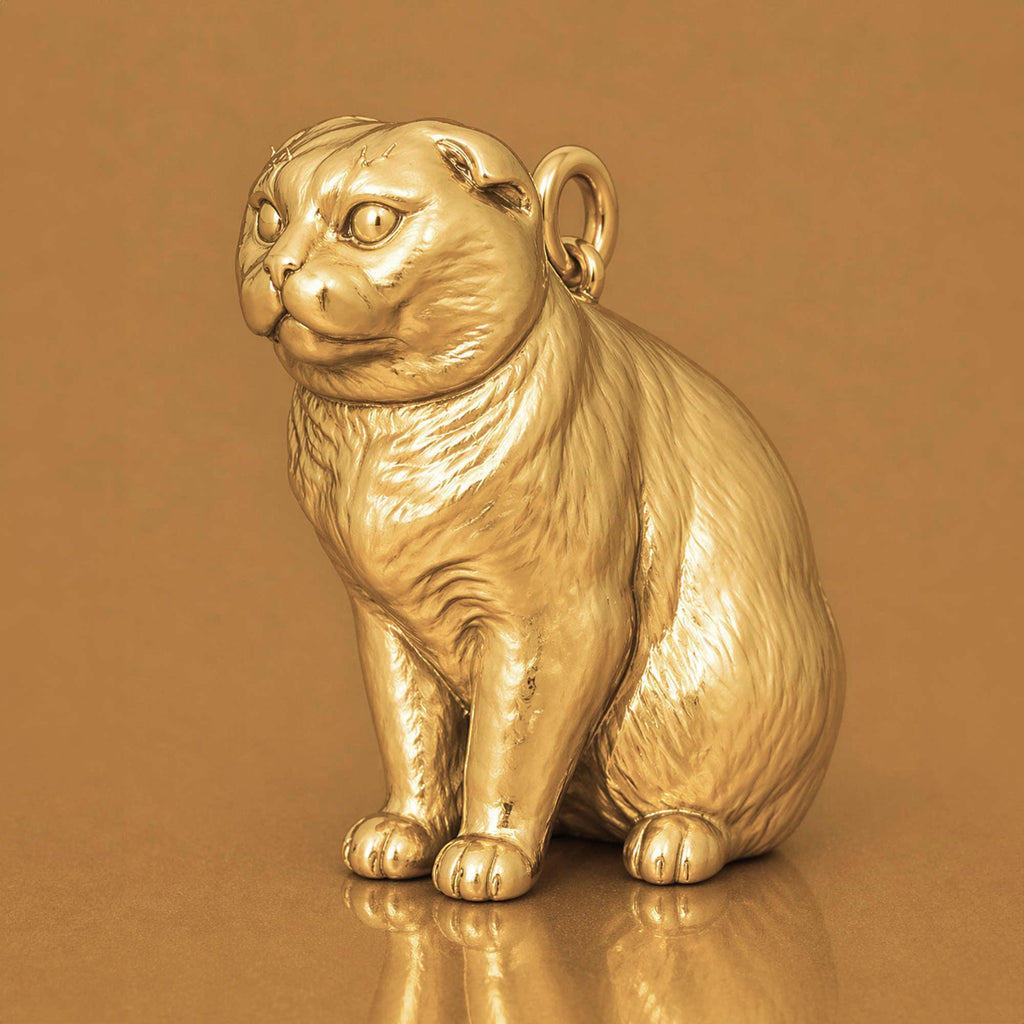 9ct Yellow Gold - Scottish Fold Cat Charm