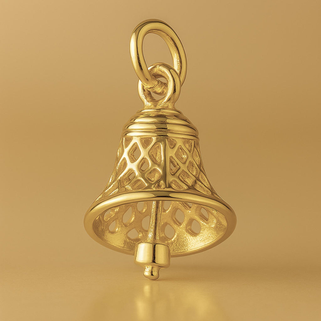 9ct Yellow Gold - Openwork Filigree Bell Charm