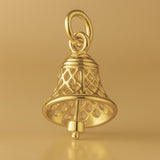 9ct Yellow Gold - Openwork Filigree Bell Charm