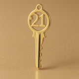 18ct Yellow Gold - Classic 21 House Key Charm
