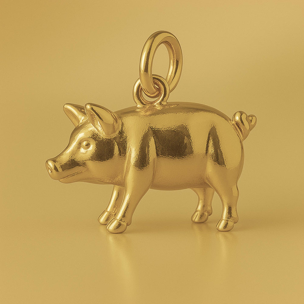 9ct Yellow Gold - Pot Bellied Pig Charm