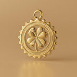 18ct Yellow Gold - Four Leaf Clover Medallion Charm