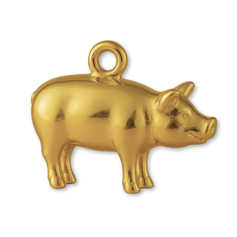 9ct Yellow Gold - Farmyard Pig Charm