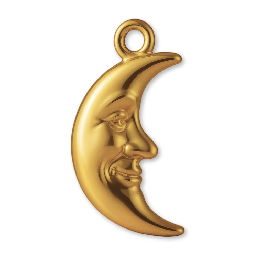 18ct Yellow Gold - Happy Crescent Moon Charm