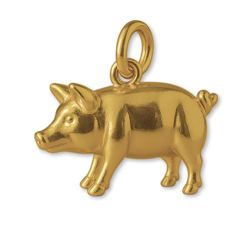 9ct Yellow Gold - Pot Bellied Pig Charm