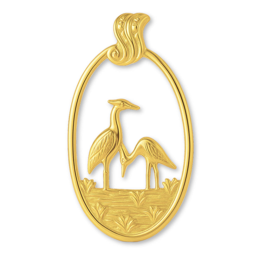 18ct Yellow Gold - Wetlands Crane Birds Charm