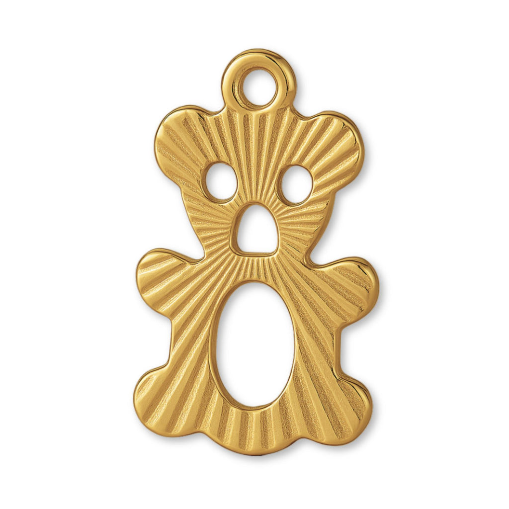 9ct Yellow Gold - Openwork Teddy Bear Charm
