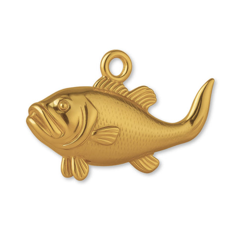 18ct Yellow Gold - Largemouth Bass Fish Charm