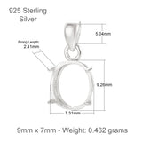 925 Sterling Silver - Oval Basket Pendant Setting