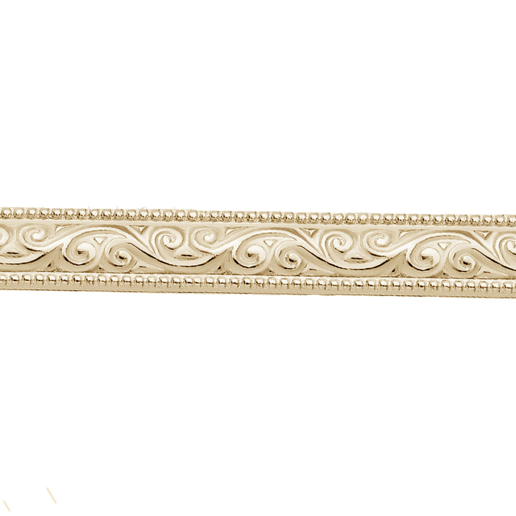 Solid 18ct Yellow Gold Embossed Strip Petaloid Pattern Ore Metals