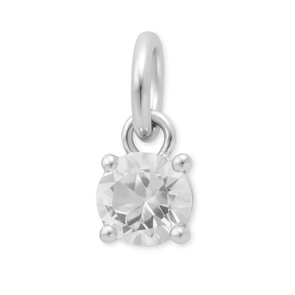 925 Sterling Silver | White Topaz - April Birthstone Charm