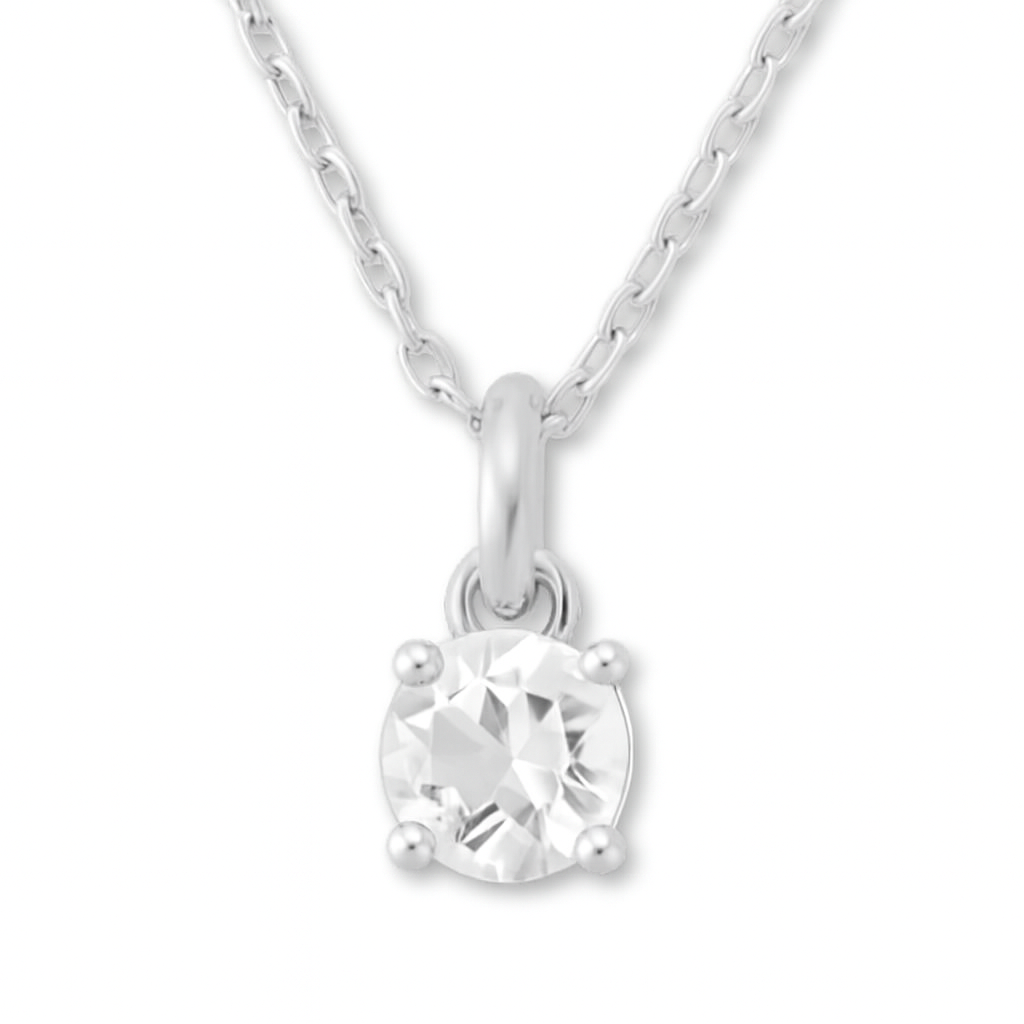 925 Sterling Silver - April Birthstone Necklace | White Topaz