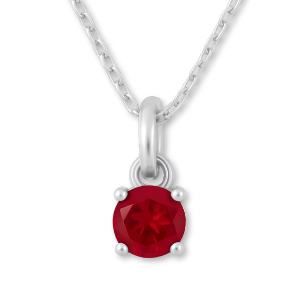 925 Sterling Silver - July Birthstone Necklace | Ruby
