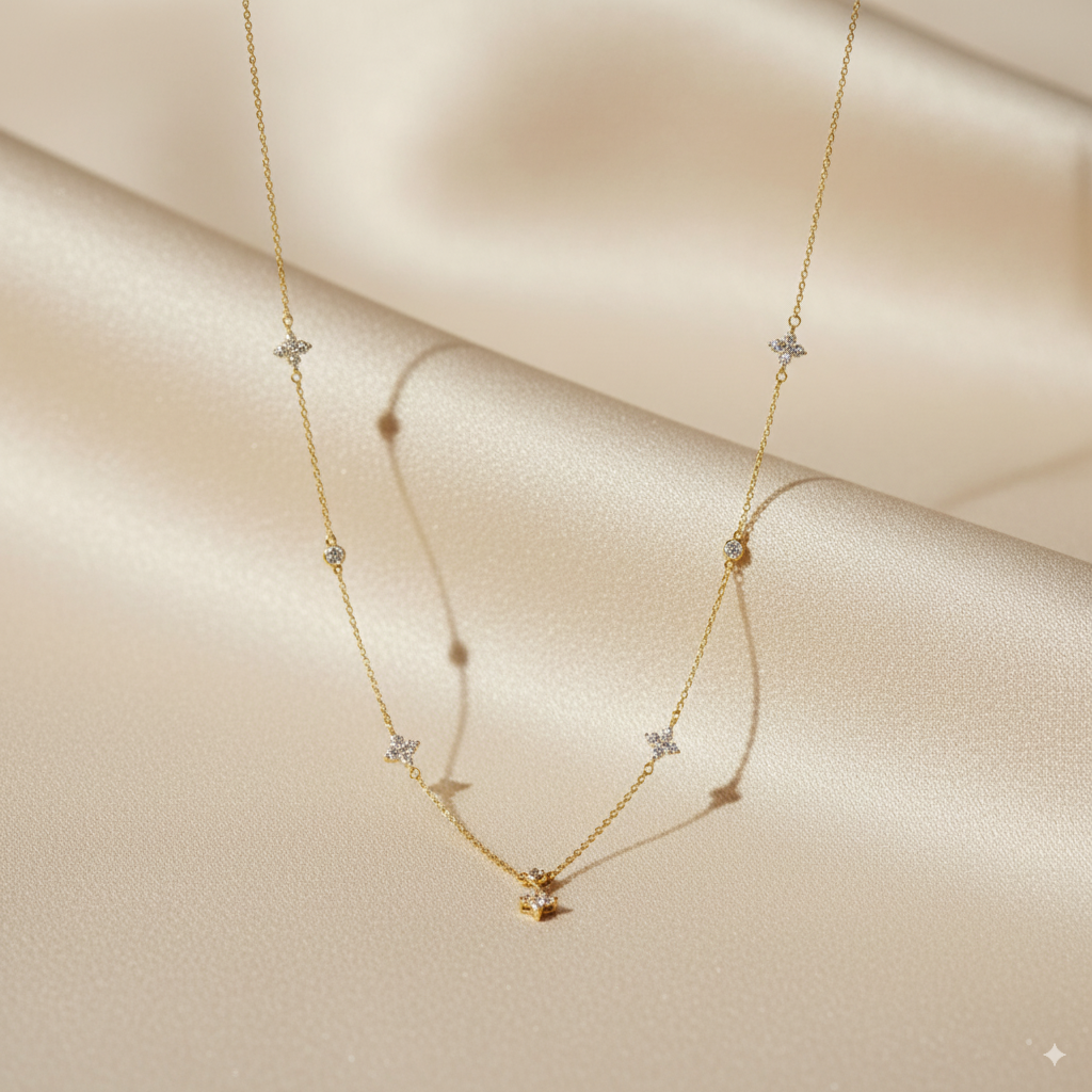 9ct Yellow Gold | 0.9ct GH/SI - Clover Diamond Necklace