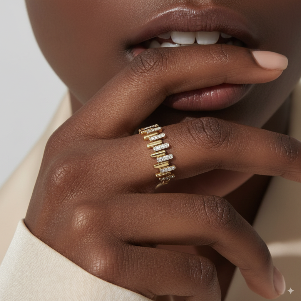 18ct Yellow Gold | 0.14ct GH/SI - Diamond Pillar Ring