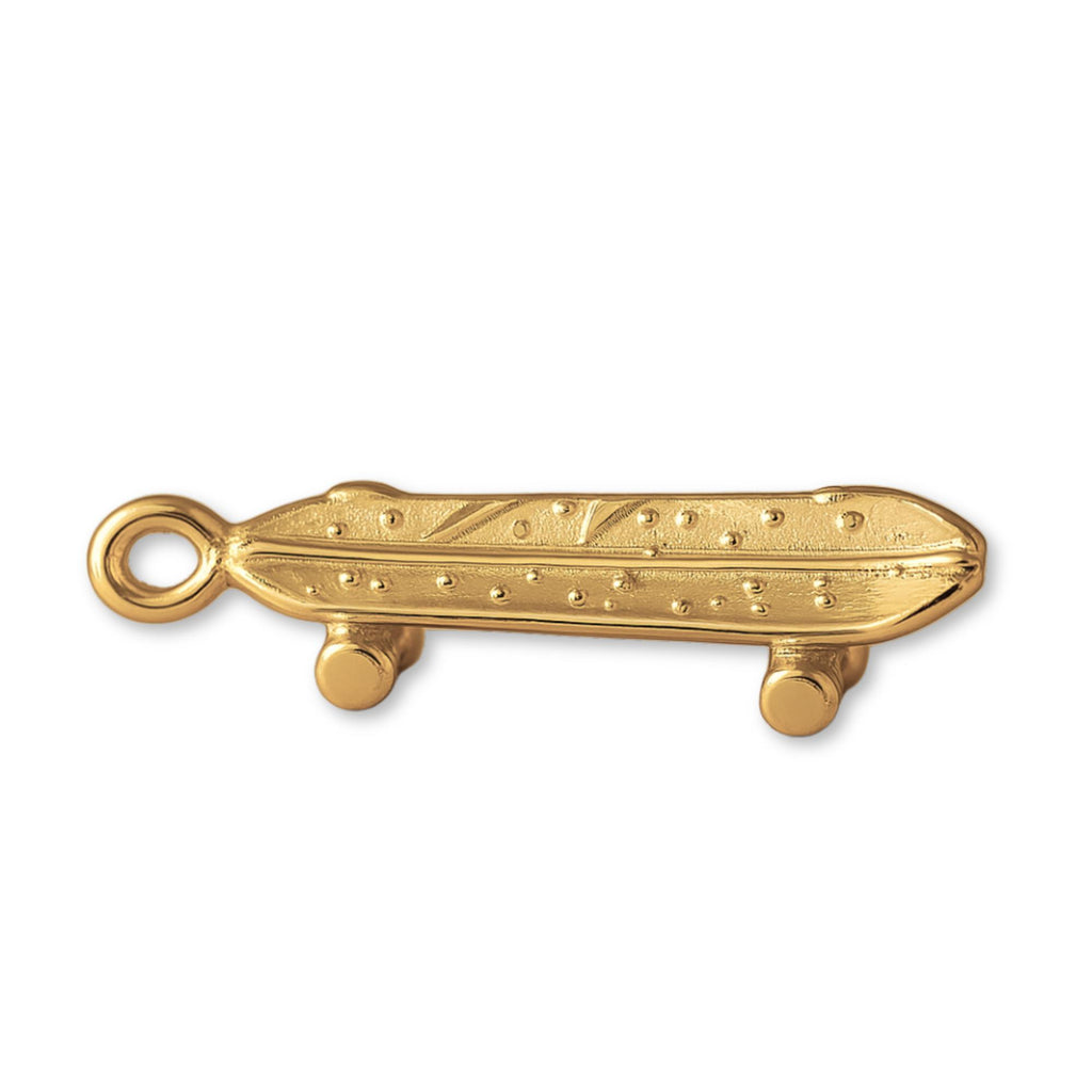 14ct Gold Plated - Battered Skateboard Charm