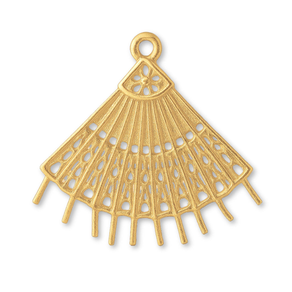 14ct Gold Plated - Handheld Lace Fan Charm