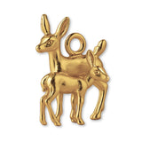 14ct Gold Plated - Woodlands Deer & Fawn Charm