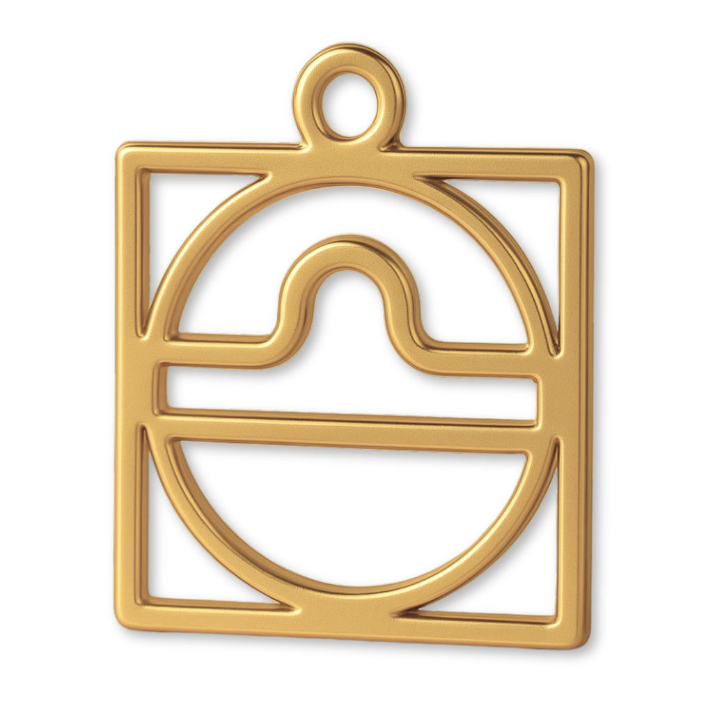 14ct Gold Plated - Libra Zodiac Square Charm