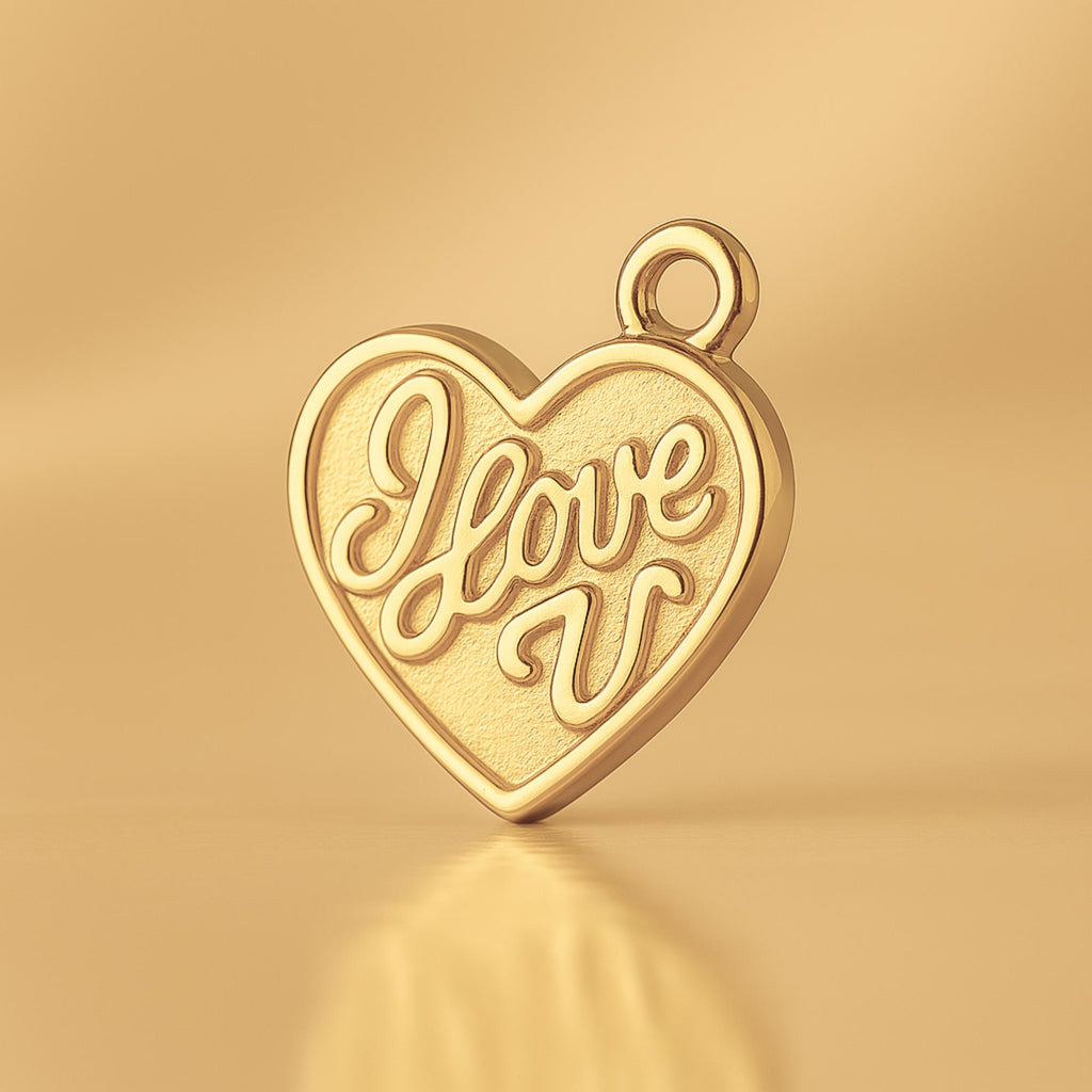 14ct Gold Plated - I Love U Heart Charm