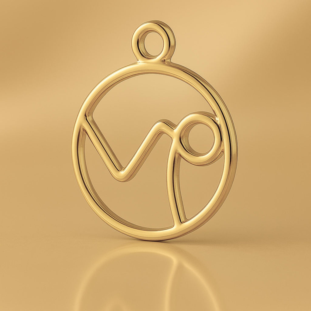 14ct Gold Plated - Capricorn Zodiac Round Charm