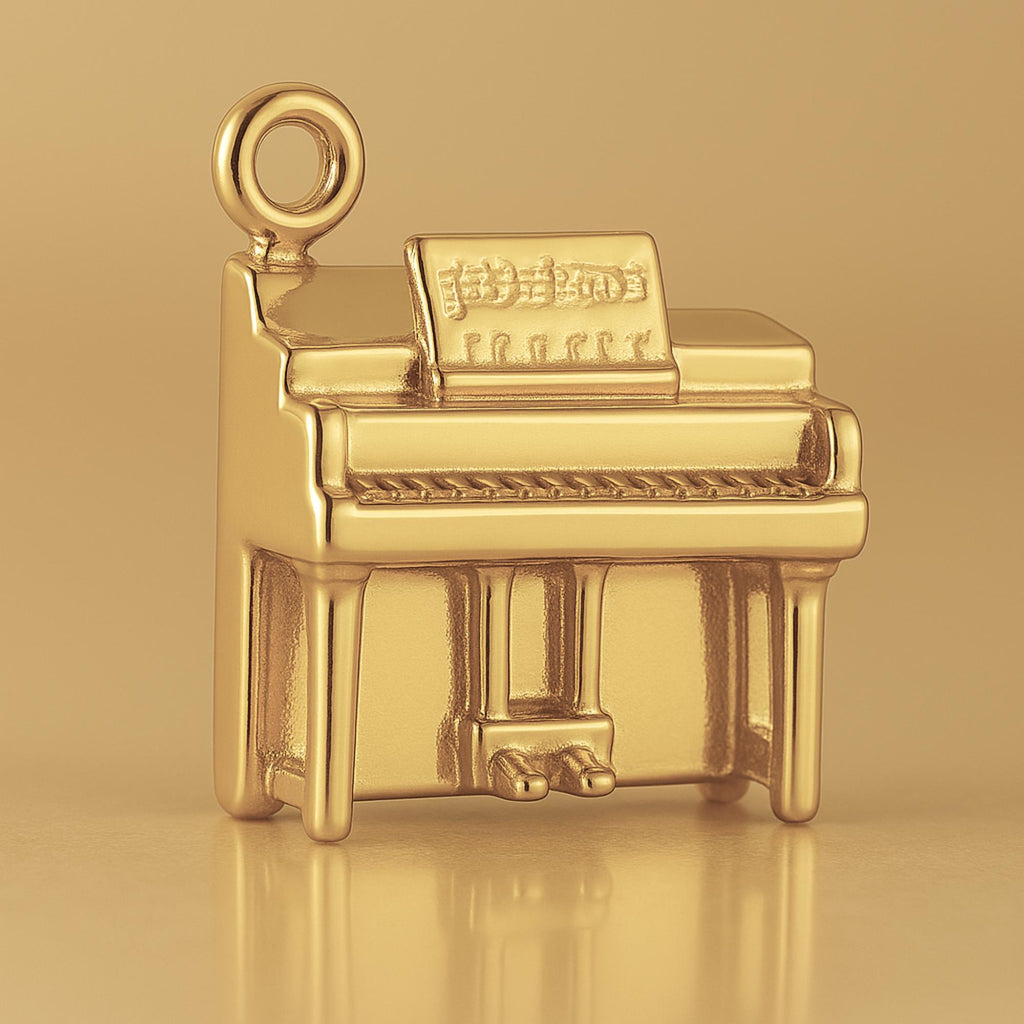 14ct Gold Plated - Classic Upright Piano Charm